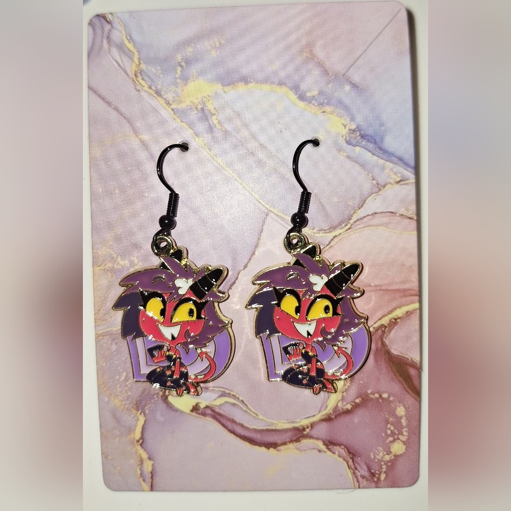 Helluva Boss‎ Earrings Handmade Hypoallergenic Heart Shape Dangle Millie